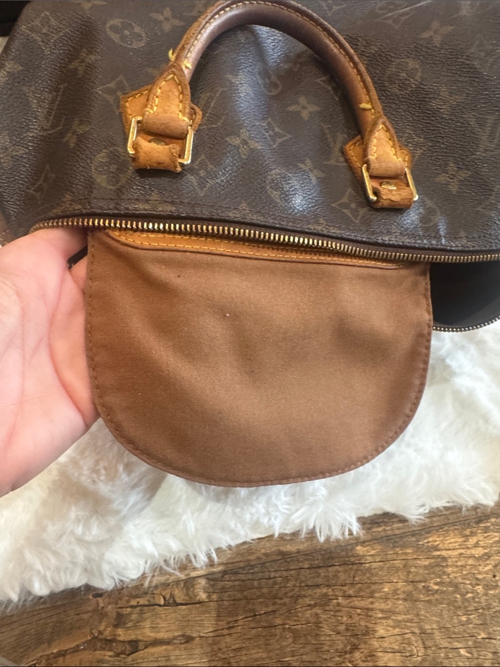 Louis Vuitton monogram 30 speedy Brown Leather-Satchel - Brown/Tan bag - Picture 15 of 17